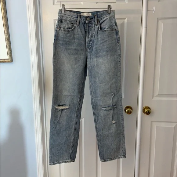 Denim Forum The Joni Highrise Loose Blue Jean Size 24 Organic Cotton Button Fly - Picture 3 of 17